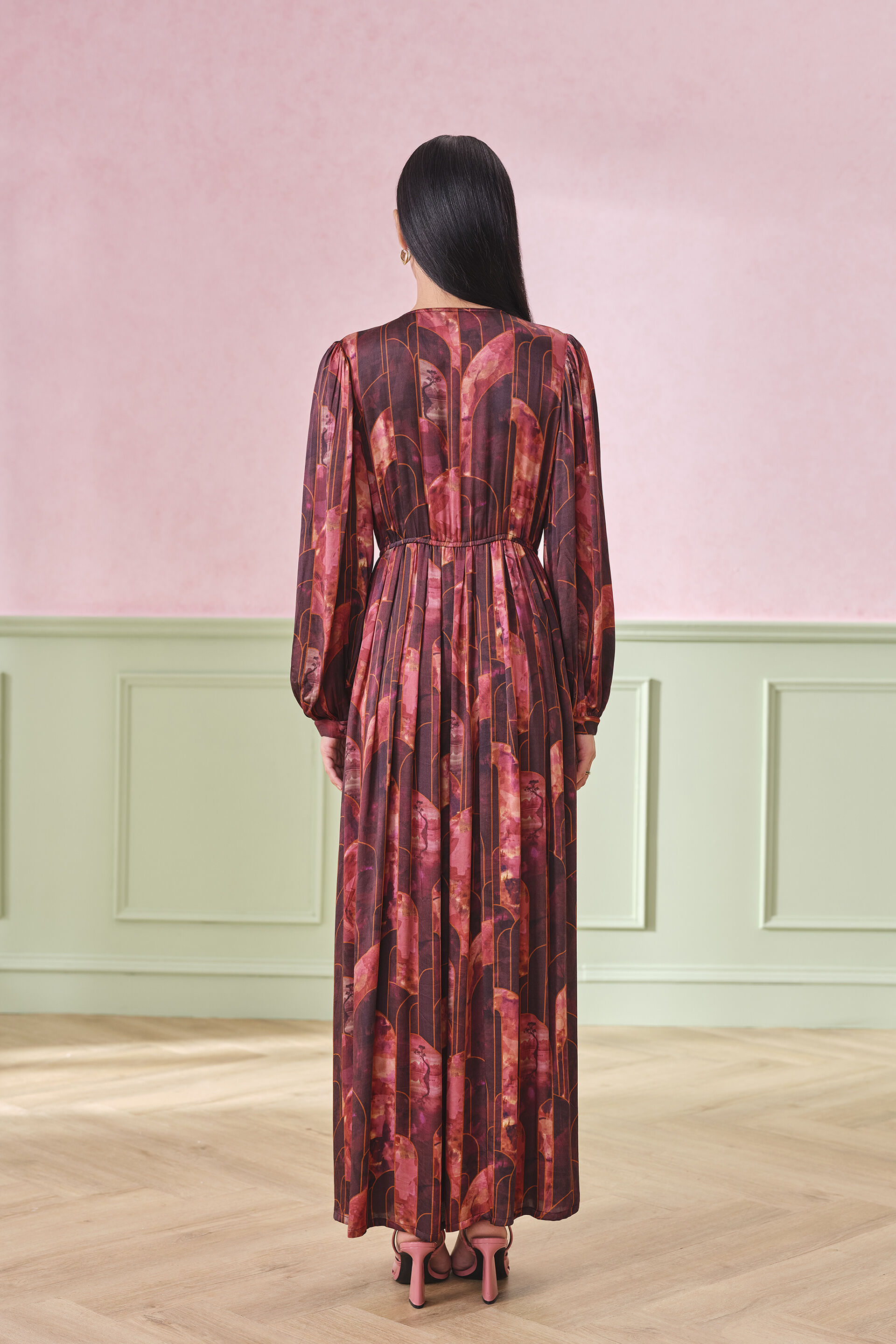 Pinot Promenade Viscose Maxi Dress, Wine, image 7